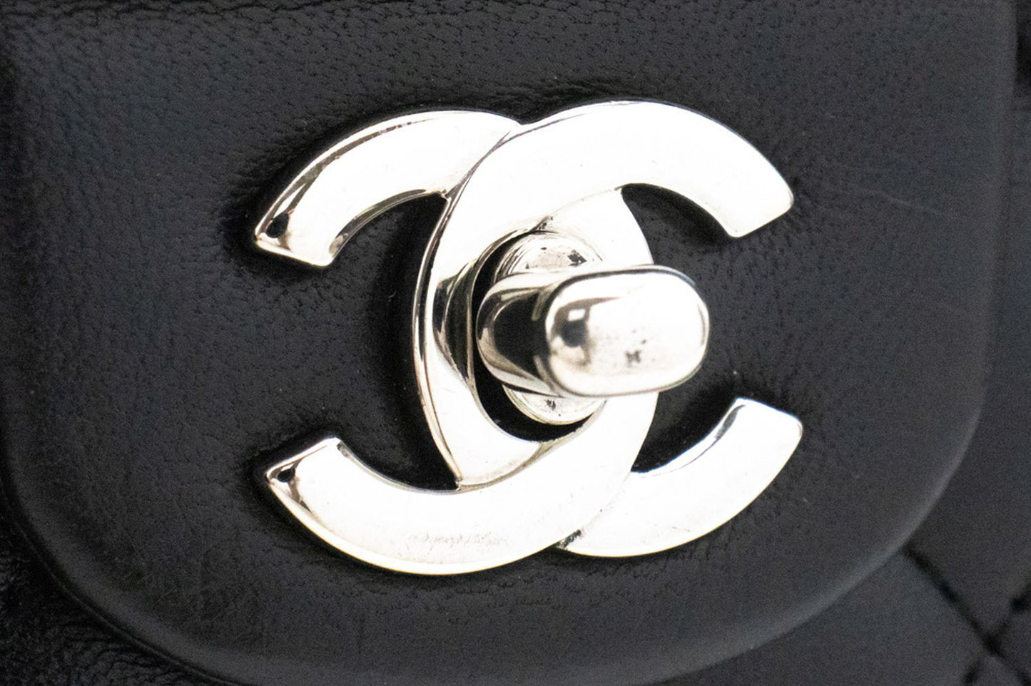 CHANEL Classic Double Flap 10" Chain Shoulder Bag Black Lambskin am6 hannari-shop