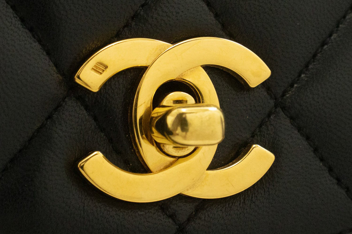 CHANEL Half Moon Chain Shoulder Bag Crossbody Black Quilted Flap an3 hannari-shop