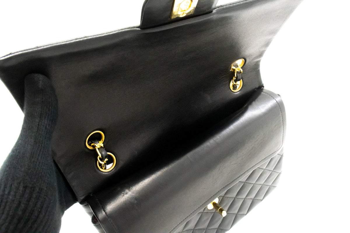 CHANEL Classic Double Flap Square Chain Shoulder Bag Black an8 hannari-shop