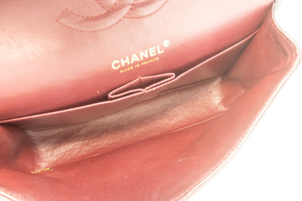 CHANEL Classic Double Flap 10" Chain Shoulder Bag Zwart lamsleer aq1 hannari-shop