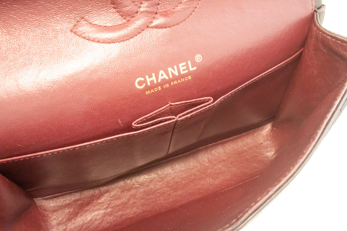 CHANEL Classic Double Flap 10" Chain Shoulder Bag Zwart lamsleer aq1 hannari-shop