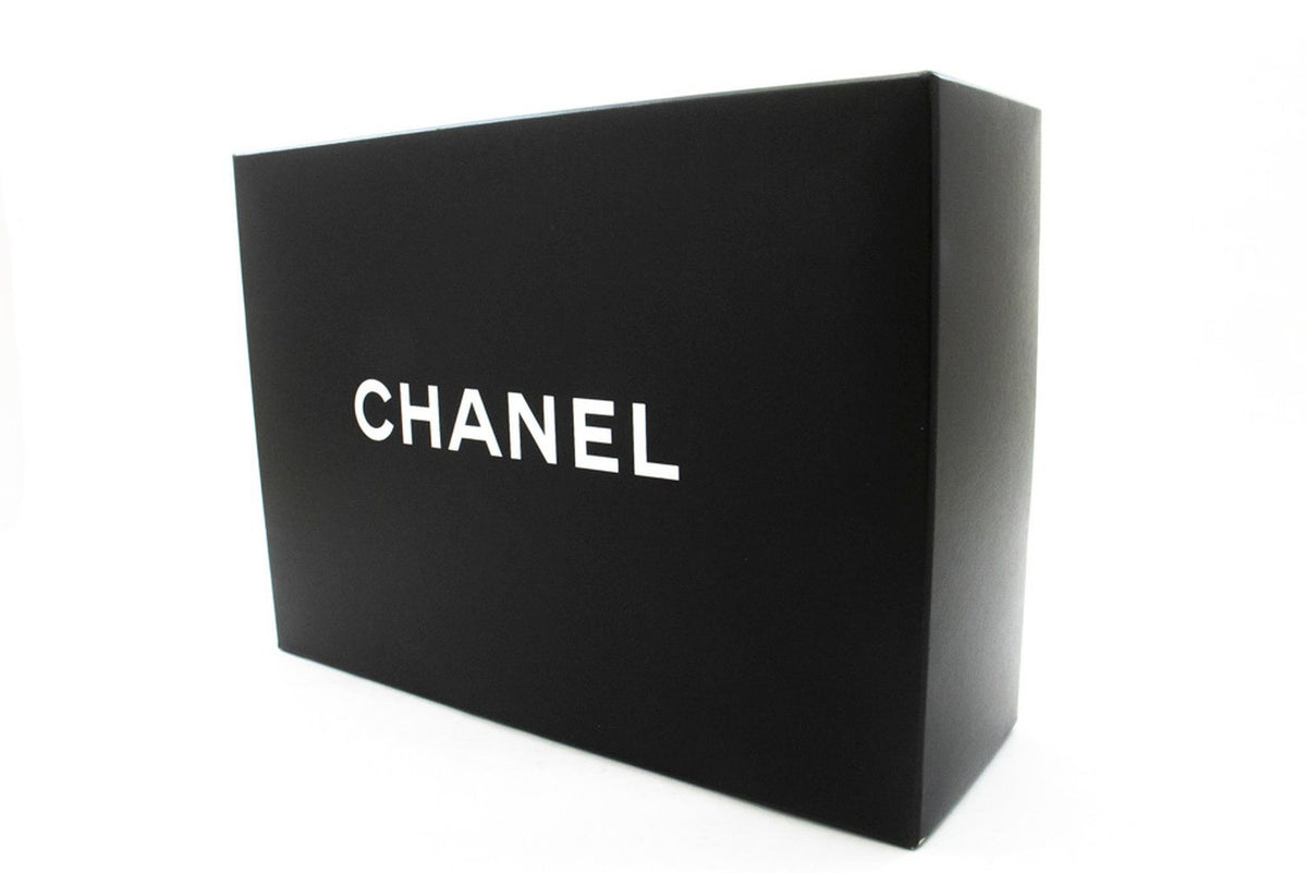 CHANEL Classic Double Flap 10" Chain Shoulder Bag Zwart lamsleer aq1 hannari-shop