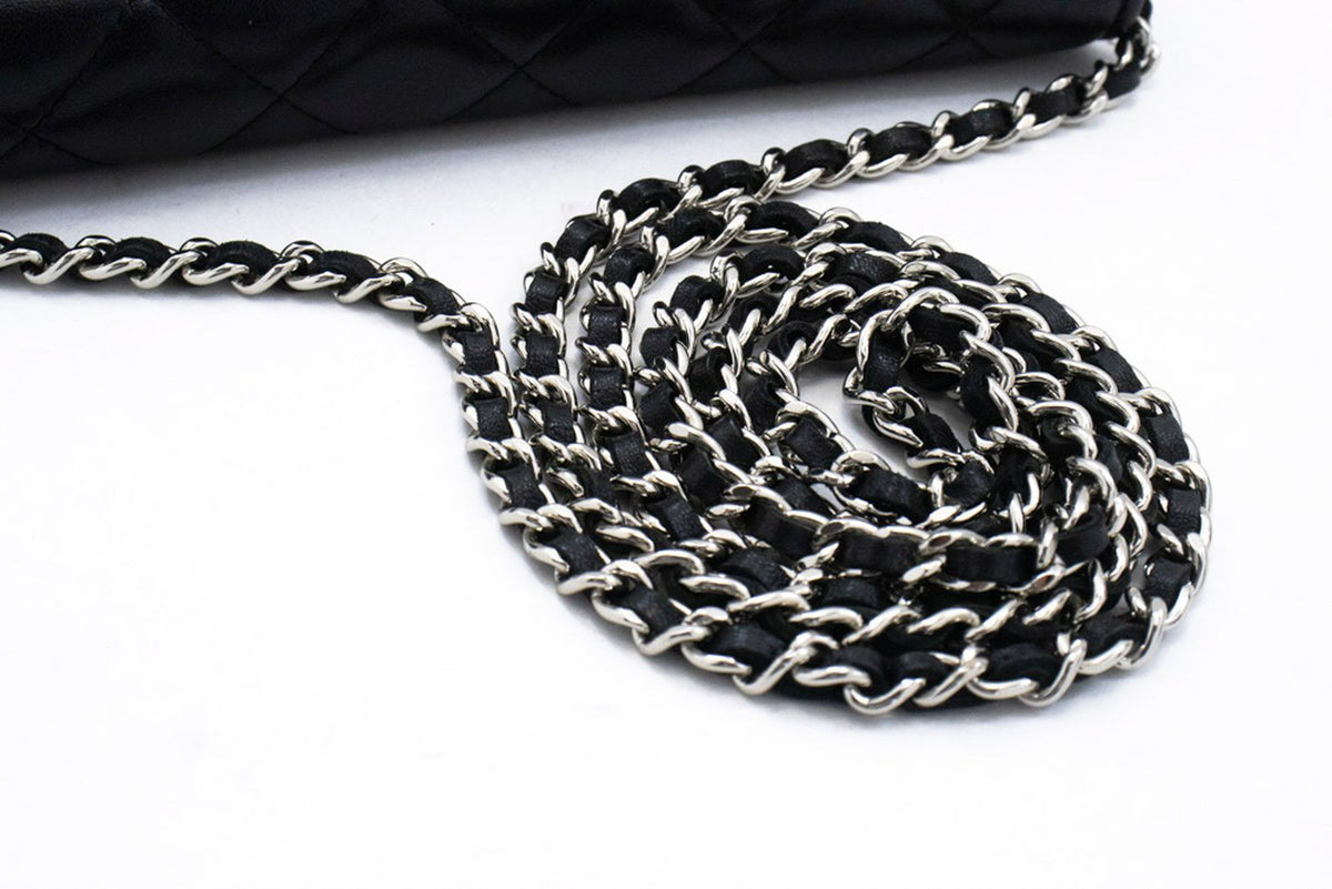 CHANEL Zwarte Classic Wallet On Chain WOC Schoudertas Lamsleer SV ap8 hannari-shop