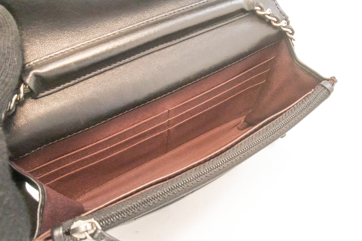 CHANEL Zwarte Classic Wallet On Chain WOC Schoudertas Lamsleer SV ap8 hannari-shop