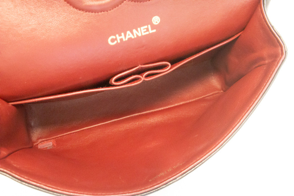 CHANEL Classic Double Flap 10" Chain Schoudertas Zwart Lamsleer ap6 hannari-shop