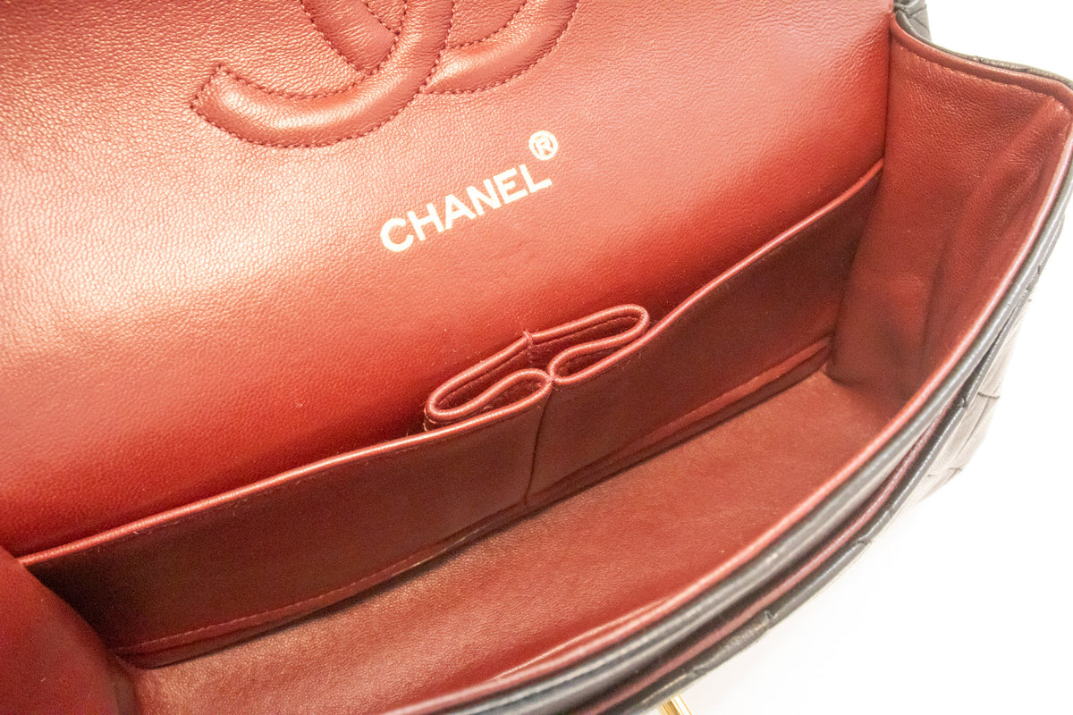 CHANEL Classic Double Flap 10" Chain Schoudertas Zwart Lamsleer ap6 hannari-shop