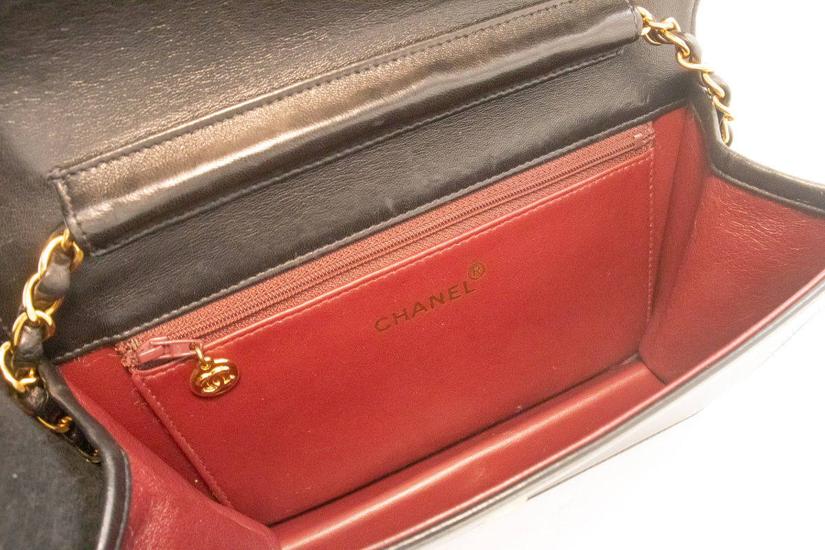 CHANEL Full Flap Chain Schoudertas Clutch Zwart Gewatteerd Lamsleer ao4 hannari-shop