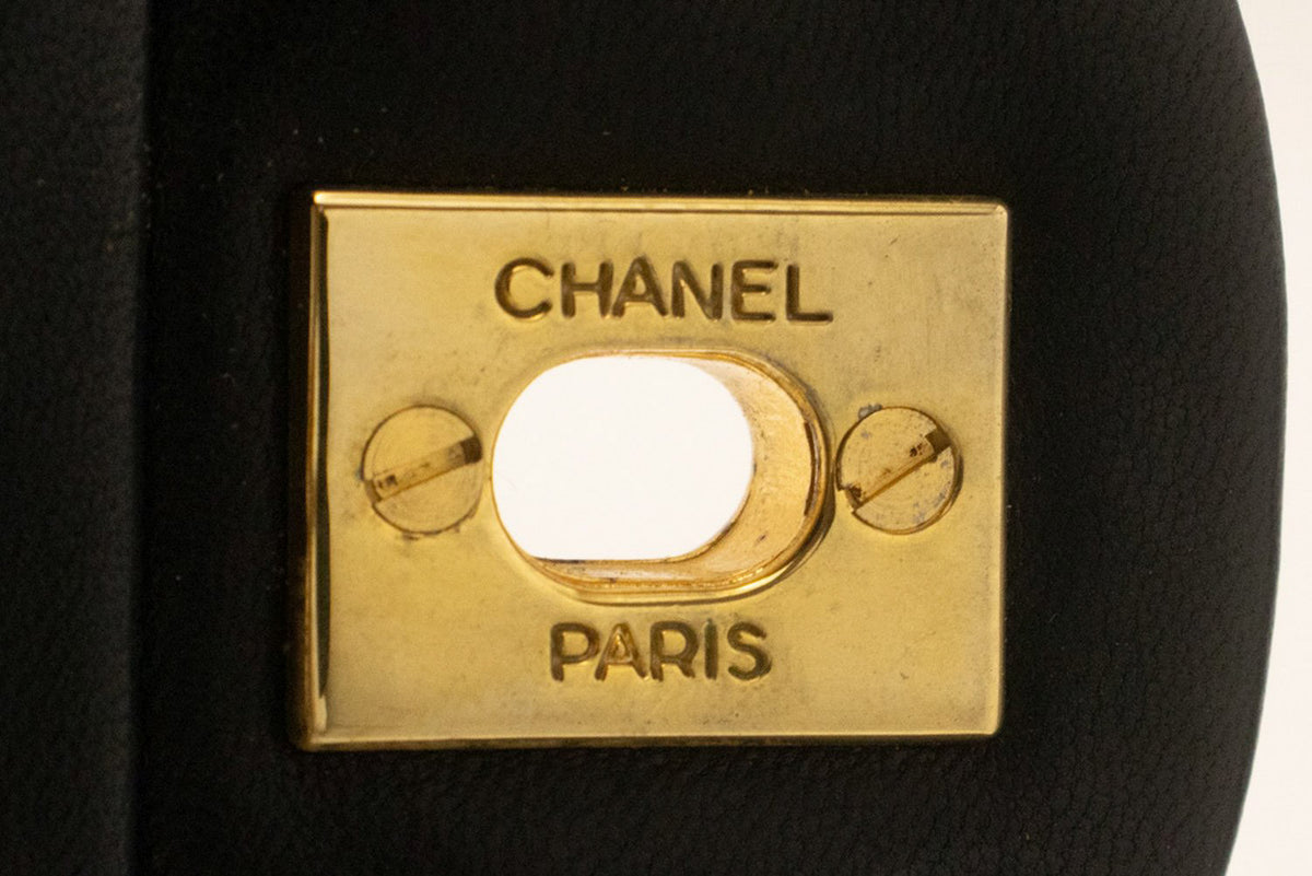 CHANEL Classic Double Flap 9" Chain Schoudertas Zwart Lamsleer ap2 hannari-shop