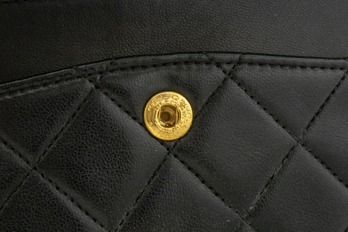 CHANEL Classic Double Flap 9" Chain Schoudertas Zwart Lamsleer ap2 hannari-shop