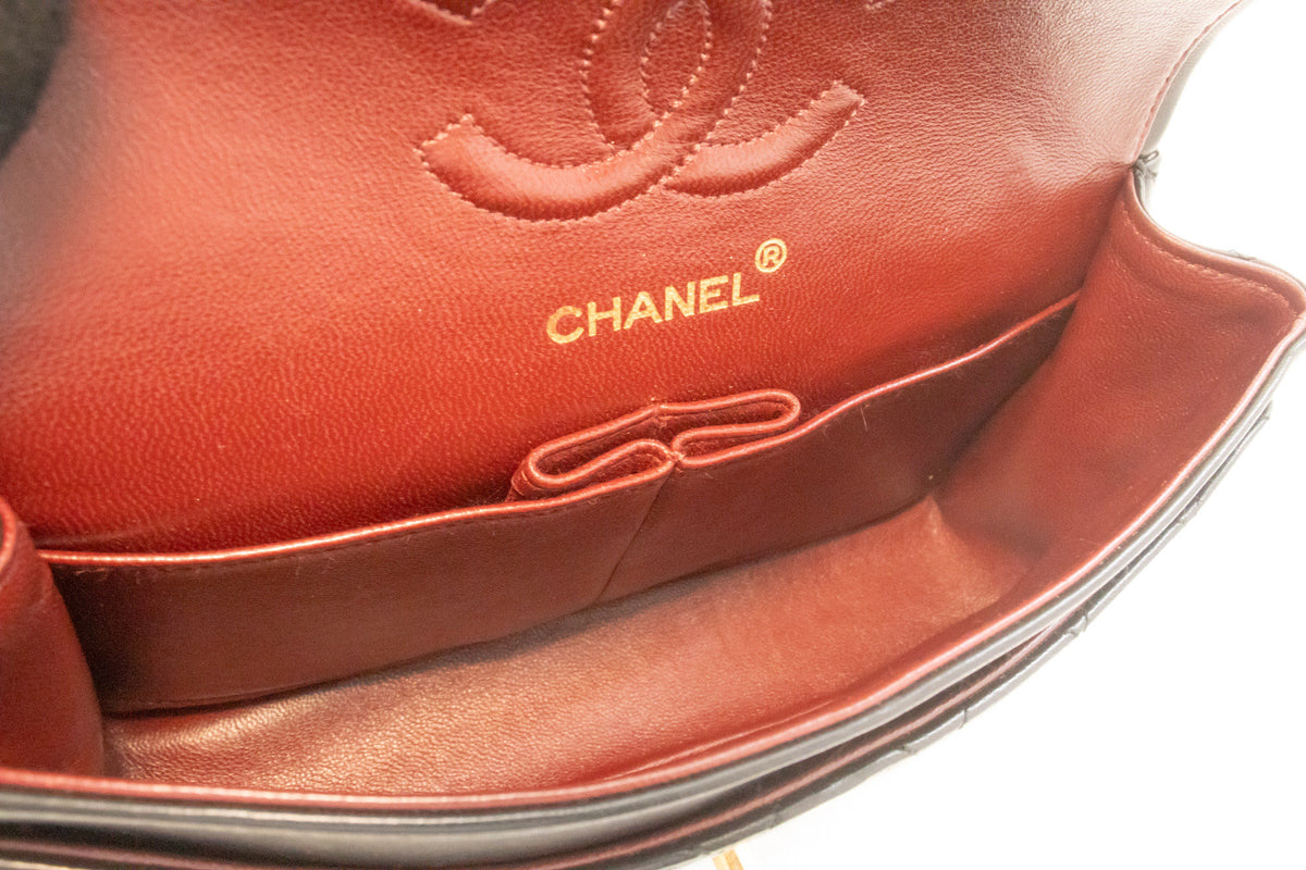 CHANEL Classic Double Flap 9" Chain Schoudertas Zwart Lamsleer ap2 hannari-shop