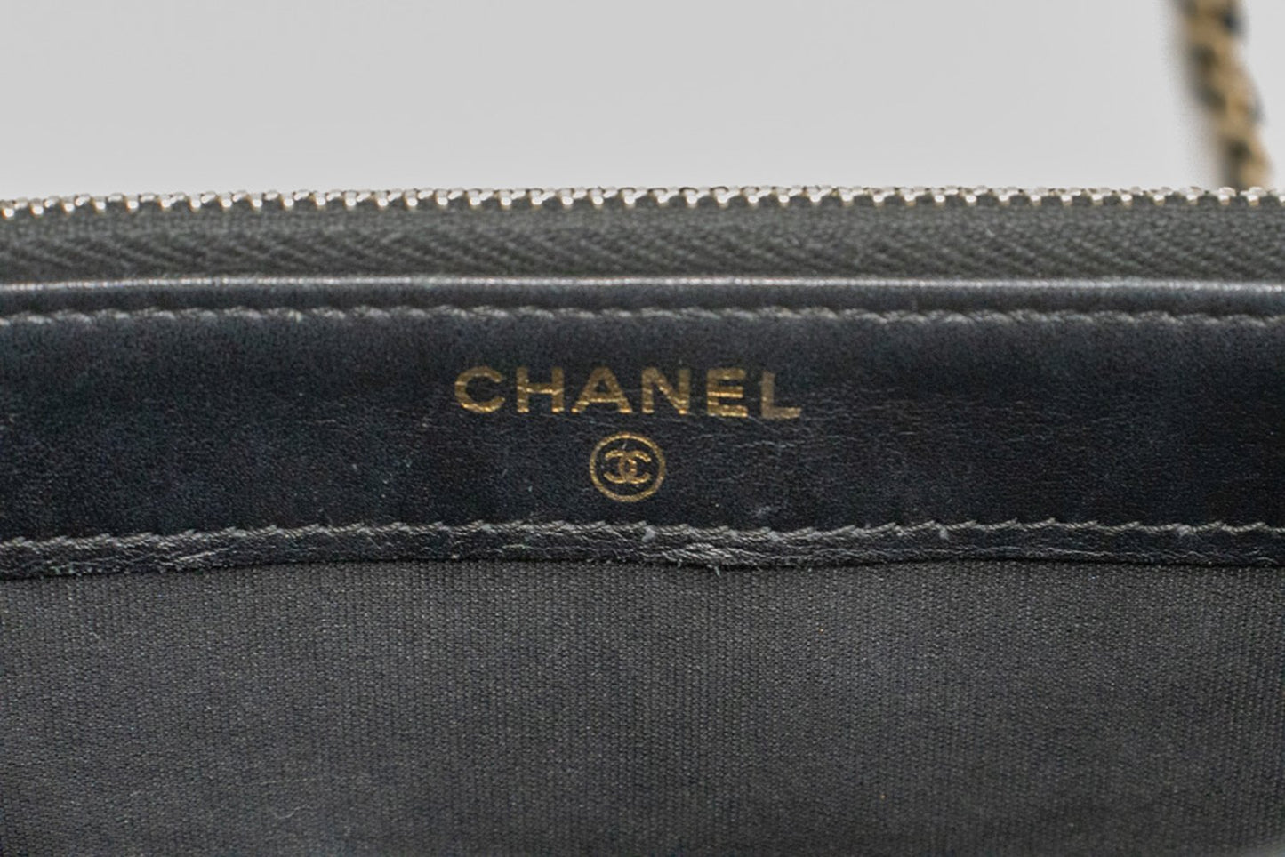 CHANEL Boy Zwarte Caviar Portemonnee Aan Ketting WOC Dubbele Ritssluiting Schoudertas n35 hannari-shop