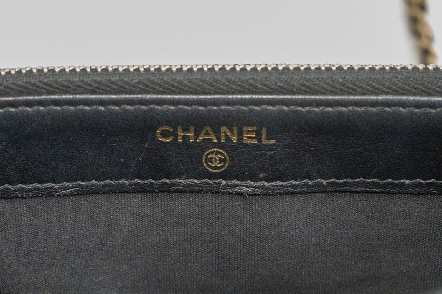 CHANEL Boy Zwarte Caviar Portemonnee Aan Ketting WOC Dubbele Ritssluiting Schoudertas n35 hannari-shop