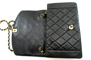 CHANEL Diana Flap Chain Shoulder Bag Black Quilted Lambskin Purse n76 hannari-shop