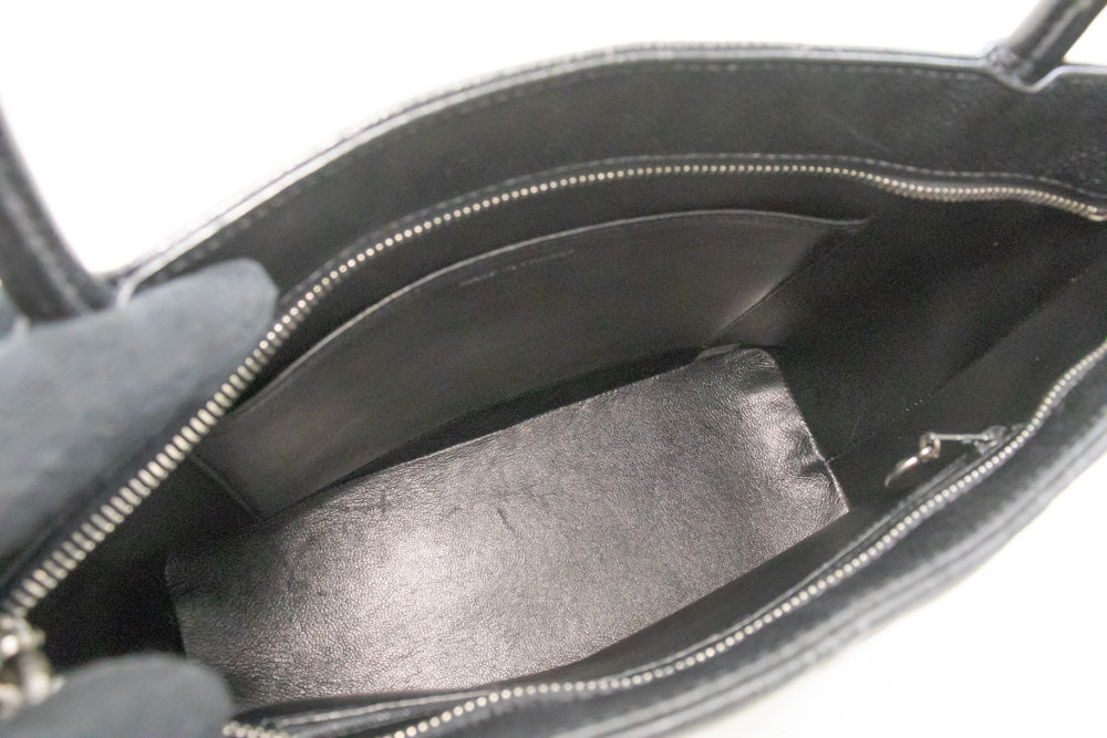 CHANEL Silver Medallion Caviar Schoudertas Winkel Tote Zwart SV n42 hannari-shop