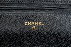 CHANEL Grained Calfskin Wallet On Chain WOC Black Shoulder Bag n96 hannari-shop