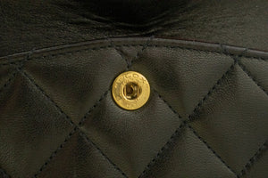 CHANEL Classic Double Flap 10" Chain Shoulder Bag Black Lambskin p16 hannari-shop
