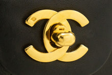 CHANEL Classic Double Flap 9" Chain Shoulder Bag Black Lambskin p88 hannari-shop