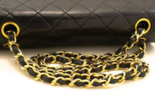CHANEL Classic Double Flap 9" Chain Shoulder Bag Black Lambskin p88 hannari-shop