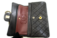 CHANEL Classic Double Flap 9" Chain Shoulder Bag Black Lambskin p88 hannari-shop