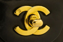CHANEL Classic Double Flap 9" Chain Shoulder Bag Black Lambskin p90 hannari-shop