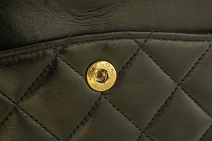 CHANEL Classic Double Flap 9" Chain Shoulder Bag Black Lambskin p90 hannari-shop