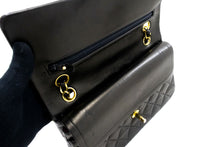 CHANEL Classic Double Flap 9" Chain Shoulder Bag Black Lambskin p90 hannari-shop