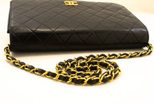 CHANEL Full Flap Chain Shoulder Bag Clutch Black Quilted Lambskin p86 hannari-shop