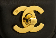 CHANEL Classic Double Flap 10" Chain Shoulder Bag Black Lambskin p77 hannari-shop