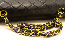 CHANEL Classic Double Flap 10" Chain Shoulder Bag Black Lambskin p77 hannari-shop