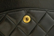 CHANEL Classic Double Flap 10" Chain Shoulder Bag Black Lambskin p77 hannari-shop