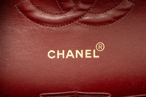 CHANEL Classic Double Flap 10" Chain Shoulder Bag Black Lambskin p77 hannari-shop