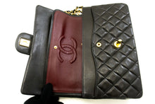 CHANEL Classic Double Flap 10" Chain Shoulder Bag Black Lambskin p77 hannari-shop