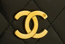 CHANEL Full Flap Chain Shoulder Bag Clutch Black Quilted Lambskin p74 hannari-shop