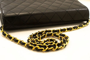 CHANEL Full Flap Chain Shoulder Bag Clutch Black Quilted Lambskin p74 hannari-shop