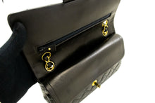 CHANEL Classic Double Flap 9" Chain Shoulder Bag Black Lambskin n70 hannari-shop