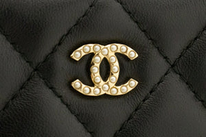 CHANEL Lambskin Pearl Wallet On Chain WOC Double Zip Chain Bag L17