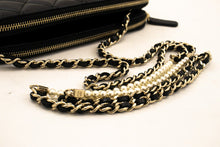 CHANEL Lambskin Pearl Wallet On Chain WOC Double Zip Chain Bag L17