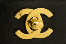 CHANEL Classic Double Flap 10" Chain Shoulder Bag Black Lambskin p87 hannari-shop