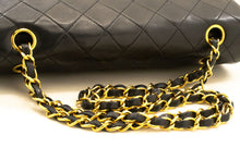 CHANEL Classic Double Flap 10" Chain Shoulder Bag Black Lambskin p87 hannari-shop