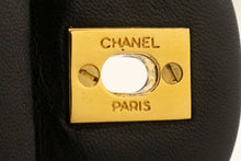 CHANEL Classic Double Flap 10" Chain Shoulder Bag Black Lambskin p87 hannari-shop
