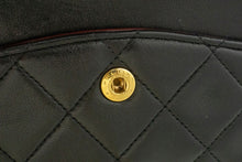 CHANEL Classic Double Flap 10" Chain Shoulder Bag Black Lambskin p87 hannari-shop