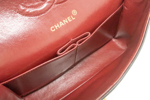 CHANEL Classic Double Flap 10" Chain Shoulder Bag Black Lambskin p87 hannari-shop