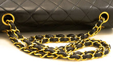 CHANEL Classic Double Flap 10" Chain Shoulder Bag Black Lambskin p82 hannari-shop