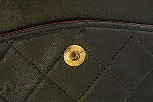 CHANEL Classic Double Flap 10" Chain Shoulder Bag Black Lambskin p82 hannari-shop