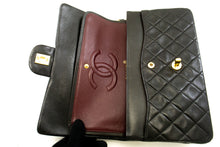 CHANEL Classic Double Flap 10" Chain Shoulder Bag Black Lambskin p82 hannari-shop
