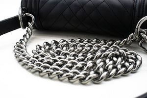CHANEL Small Boy Chain Shoulder Bag Black Quilted Flap Calfskin p93 hannari-shop