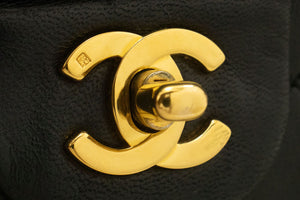 CHANEL Classic Double Flap 9" Chain Shoulder Bag Black Lambskin p57 hannari-shop