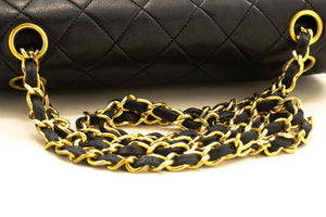 CHANEL Classic Double Flap 9" Chain Shoulder Bag Black Lambskin p57 hannari-shop