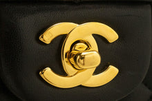 CHANEL Classic Double Flap 10" Chain Shoulder Bag Black Lambskin p81 hannari-shop
