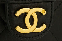 CHANEL Chain Shoulder Bag Clutch Black Quilted Flap Lambskin Purse p42 hannari-shop